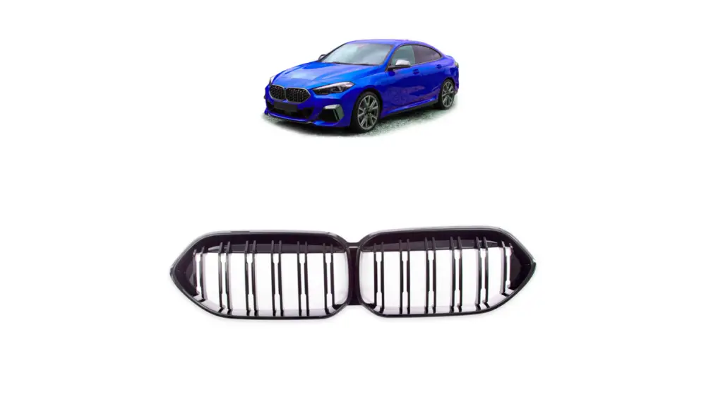 Vedd meg online Hűtőrács BMW 2 2020-2024 F44 kétsoros lamellák fényes fekete