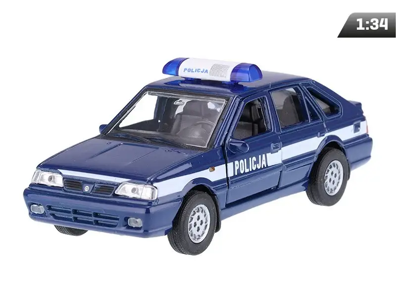 1:34-es modell, PRL Polonez Caro Plus POLICJA, tengerészkék és fehér (A884PCPPOGB) Prémium
