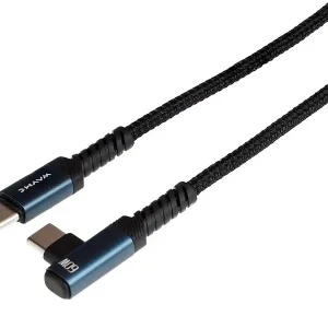 Gyors szállítás WAYME Mikroszálas fonott töltő- és szinkronizáló kábel, 100 cm, USB-C > USB-C 90°, max 60W