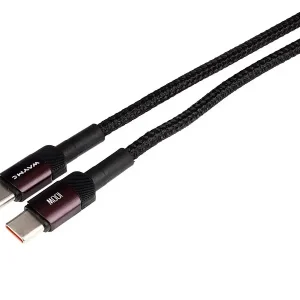 Biztonságos fizetés WAYME Mikroszálas fonott töltő- és szinkronizáló kábel, 100cm, USB-C > USB-C, Max 100W, lila